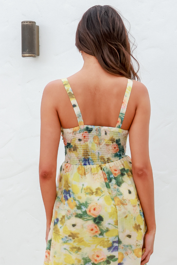 MONET TIE BUST DRESS - YELLOW