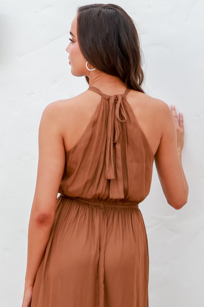 STATUS HALTER DRESS - COPPER