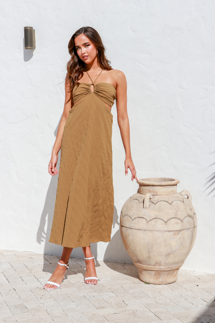 ALLURE TEXTURED DRESS - OLIVE