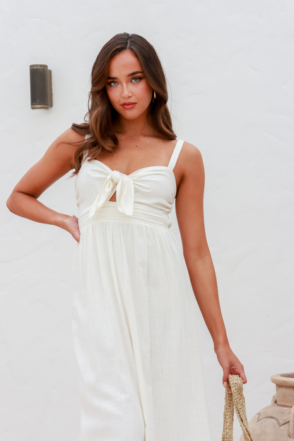 CALIBRE TIE BUST DRESS - VANILLA